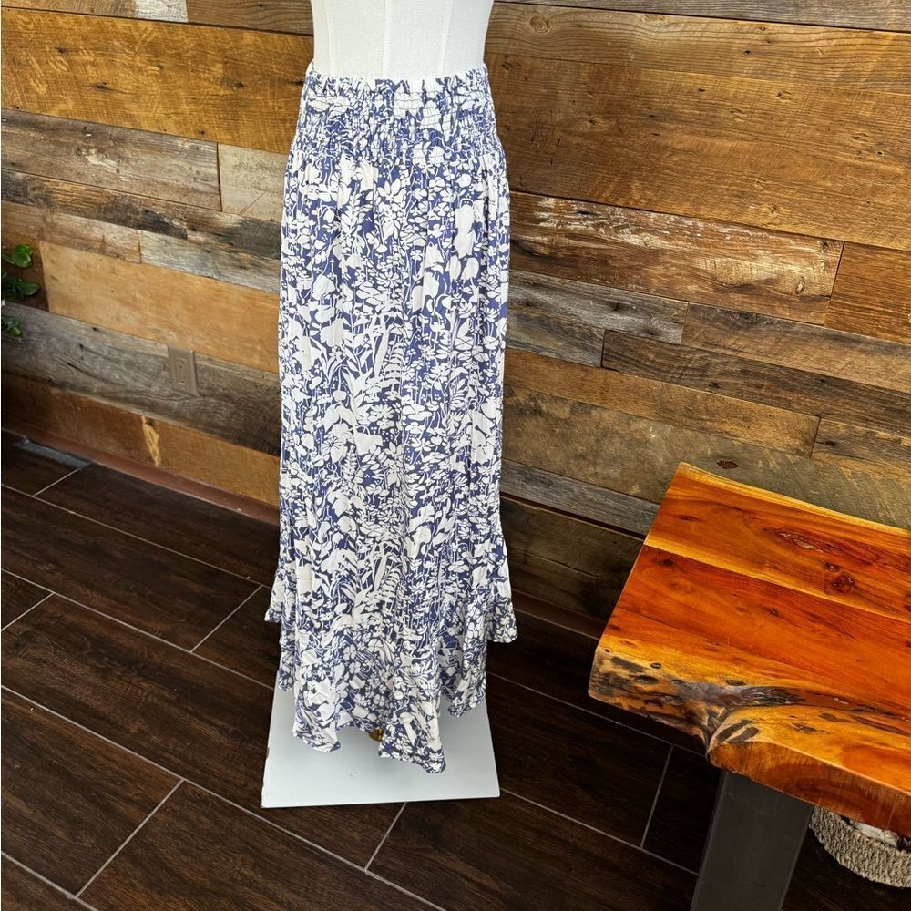 Cynthia Rowley white and Blue Tiered Maxi Skirt NWT sz M - Picture 7 of 15
